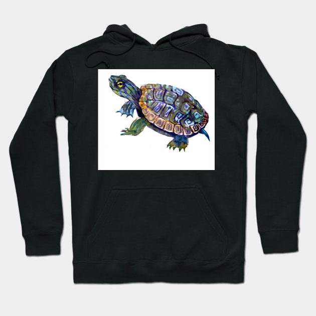 River Turtle, Slider, Turtle artwork Hoodie by surenart